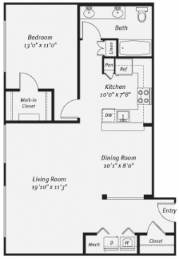 Salix Juanita Village_Kirkland WA_Floor Plan_One Bedroom C Salix Juanita Village_Kirkland WA_Floor Plan_One Bedroom C
